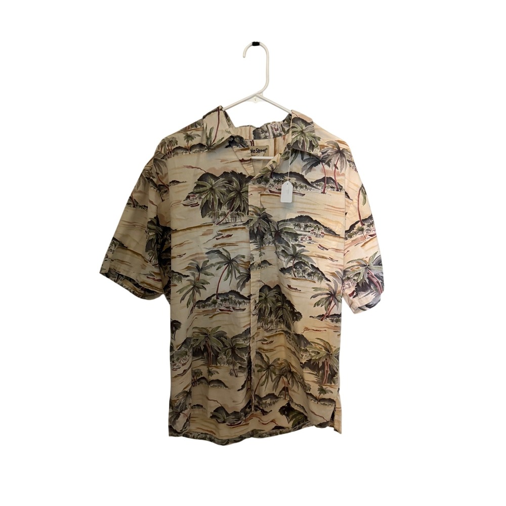 Cooke Street Honolulu Mens XL Hawaiian Shirt Tropical Palm Tree Island Print Tan